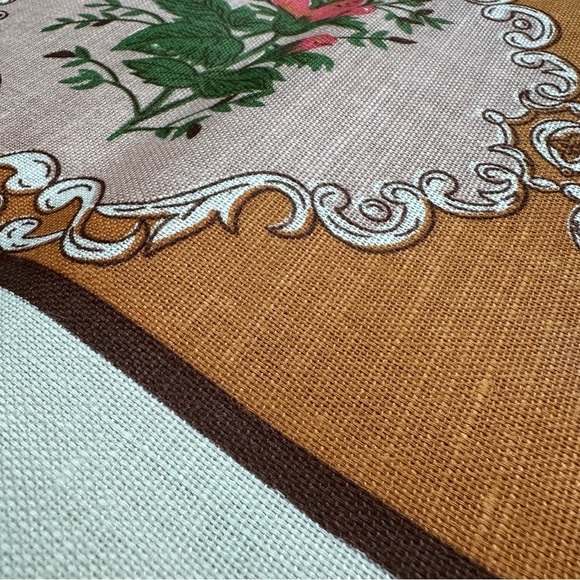 NOS Vintage Heritage Cotton Linen Rectangular Tablecloth Cream Brown - 51" x 68" - Picture 3 of 9